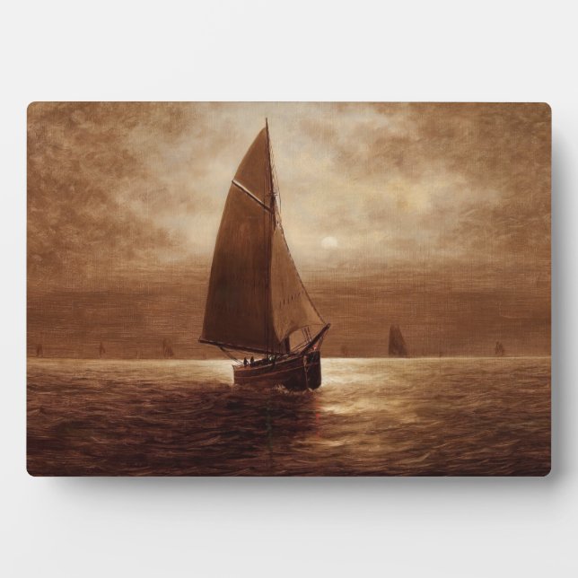 Sailing at Night (circa 1900) Elbridge Wesley Webb Plaque (Front)