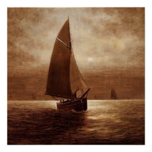 Sailing at Night (circa 1900) Elbridge Wesley Webb Poster