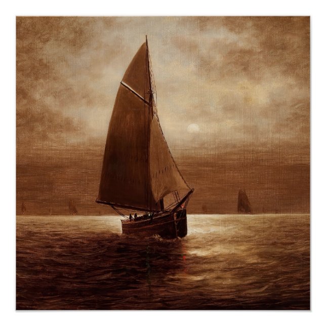 Sailing at Night (circa 1900) Elbridge Wesley Webb Poster (Front)