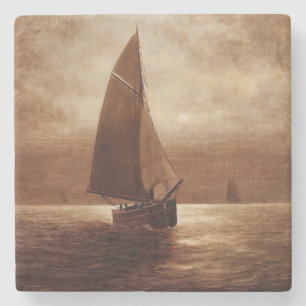 Sailing at Night (circa 1900) Elbridge Wesley Webb Stone Coaster