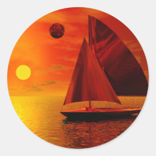 Sailing at Sunset Classic Round Sticker
