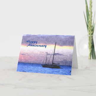 Sailing at Sunset, Lahaina Maui, Anniversary Card