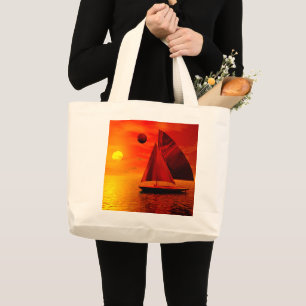 Sailing at Sunset Large Tote Bag