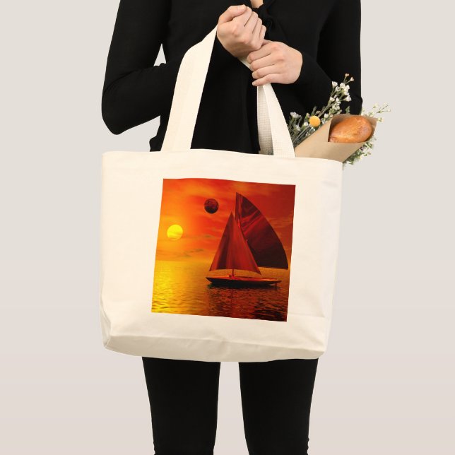  Sailing at Sunset  Large Tote Bag (Front (Product))
