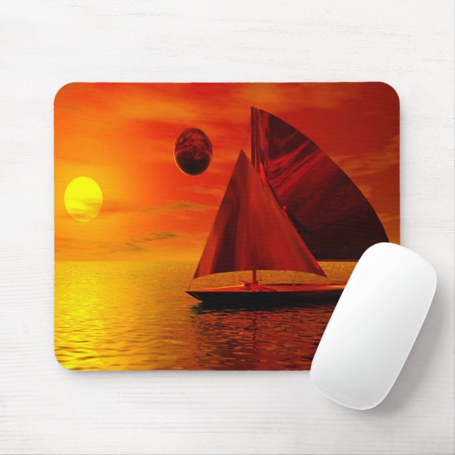  Sailing at Sunset Mouse Mat (With Mouse)