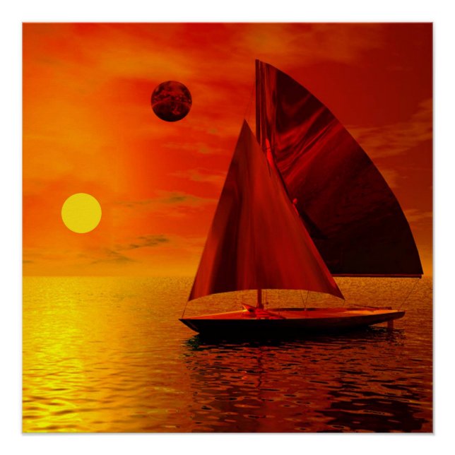  Sailing at Sunset Poster (Front)