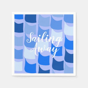 Sailing Away Blue Flags    Napkin