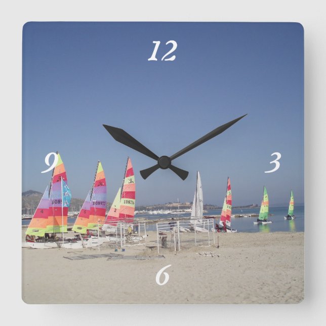 Sailing Away Square Wall Clock (Front)