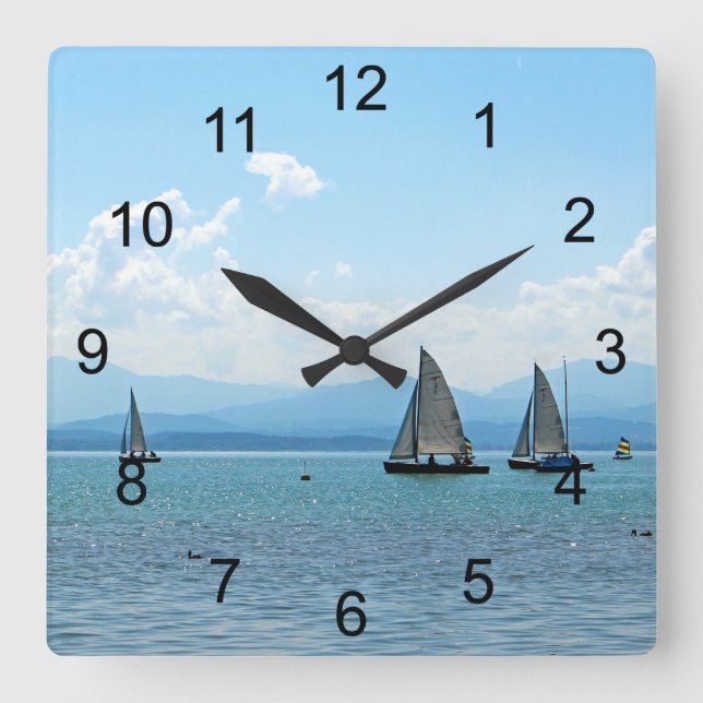 Sailing Away Square Wall Clock (Front)