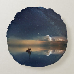 Sailing Away to the Clouds  Round Cushion