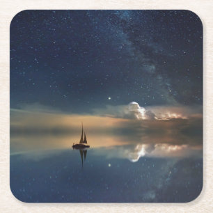 Sailing Away to the Clouds Square Paper Coaster