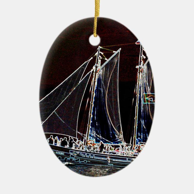 Sailing Boat- Abstract Photograph Ceramic Tree Decoration (Front)