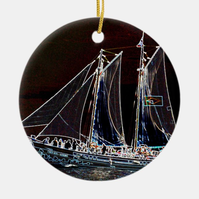 Sailing Boat- Abstract Photograph Ceramic Tree Decoration (Front)