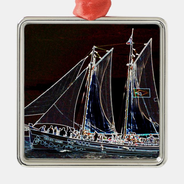 Sailing Boat- Abstract Photograph Metal Tree Decoration (Front)