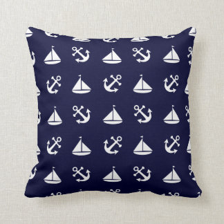 Sailing boat and anchor pattern cushion