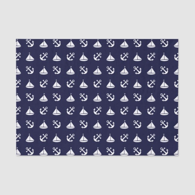 Sailing boat and anchor pattern tissue paper (Front)