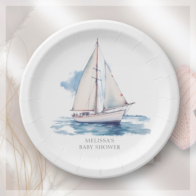 Sailing Boat Baby Shower  Paper Plate (Creator Uploaded)