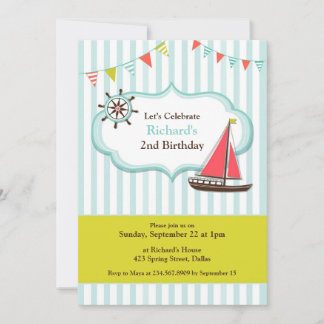 Sailing Boat Birthday Party Flat Invitation