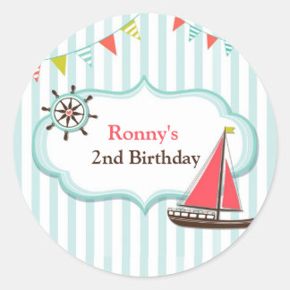 Sailing Boat Birthday Party Stickers