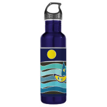 SAILING  BOAT BLUE OCEAN SUN BOTTLE