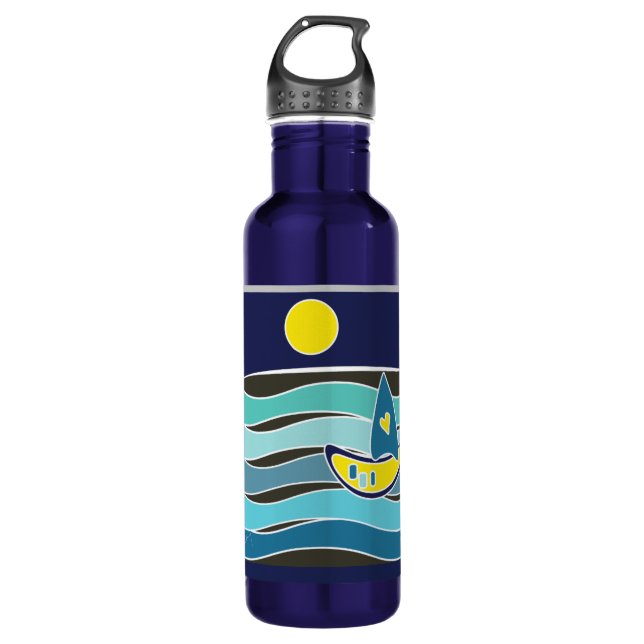 SAILING  BOAT BLUE OCEAN SUN BOTTLE (Front)
