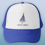 Sailing Boat Captain Personalised Trucker Hat<br><div class="desc">A sailing boat or yacht design,  with custom text which can be changed to personalise.  Whether it's the Captain's name,  the boat name,  or any other text you prefer,  this makes a unique gift for your favourite sailor.</div>