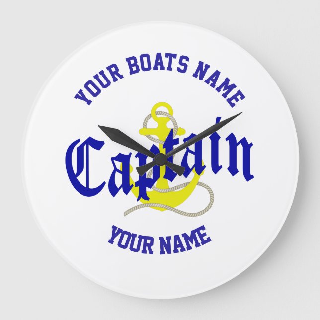 Sailing boat captains anchor design large clock (Front)