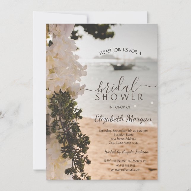 Sailing Boat Flowers Beach Bridal Shower  Invitation (Front)