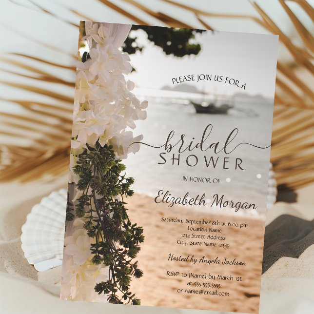 Sailing Boat Flowers Beach Bridal Shower  Invitation (Creator Uploaded)