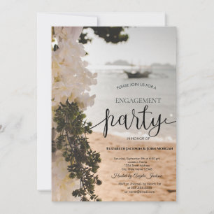 Sailing Boat Flowers Beach Engagement  Invitation