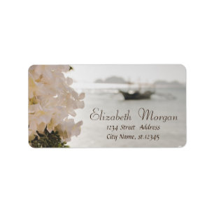 Sailing Boat Flowers Beach Label