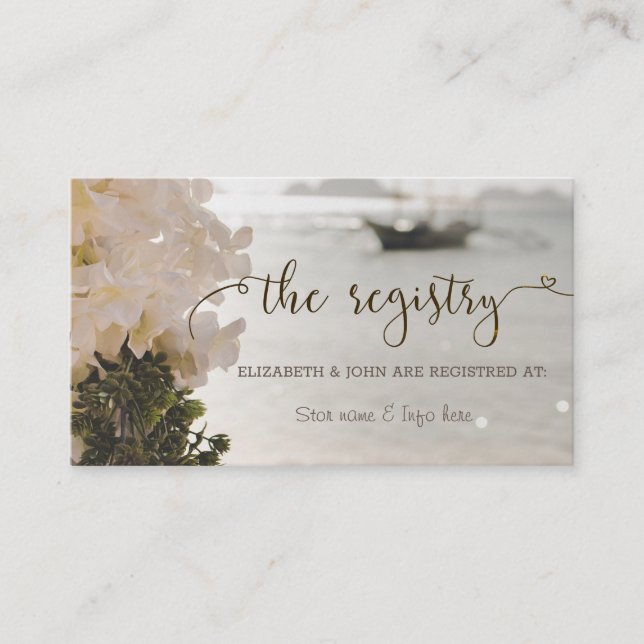 Sailing Boat Flowers Beach Registry Enclosu Enclosure Card (Front)