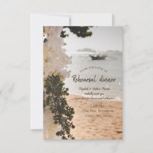 Sailing Boat Flowers Beach Rehearsal Dinner Invitation