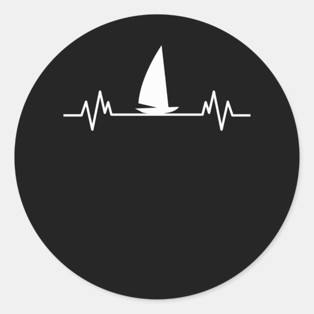 Sailing boat Heartbeat Skipper Fun Catamaran Gift Classic Round Sticker (Front)