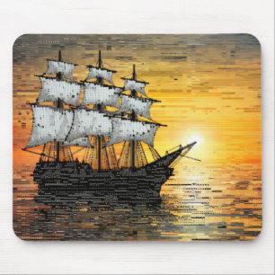 Sailing Boat Marine Art Decor Paint Mouse Mat