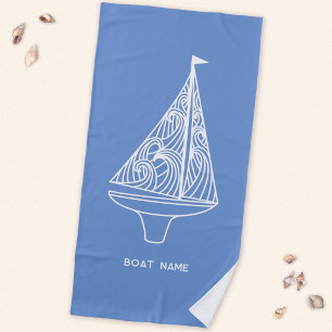 Sailing Boat Name Nautical Beach Towel