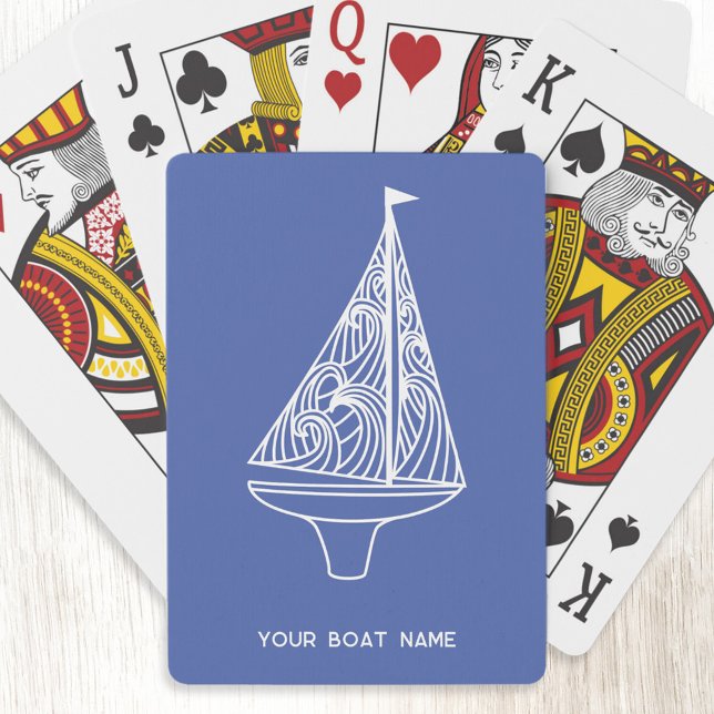 Sailing Boat Name Nautical  Playing Cards (Boat name sailing boat personalized playing cards)