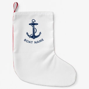 Sailing Boat Name Navy Anchor Cruise Swag Custom Small Christmas Stocking