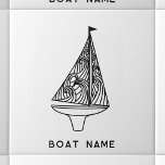 Sailing Boat Name  Tile<br><div class="desc">Add your own boat name to this modern sail boat design.  Perfect for a boat,  lake or beach house or for anyone who loves sailing.</div>