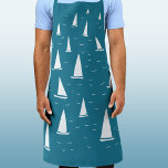 Sailing Boat Nautical Apron<br><div class="desc">Sail boats racing on a sparkling teal green sea. A fun nautical design for anyone who enjoys sailing. Original art by Nic Squirrell.</div>