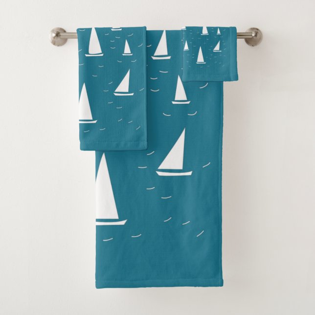 Sailing Boat Nautical Bath Towel Set (Insitu)