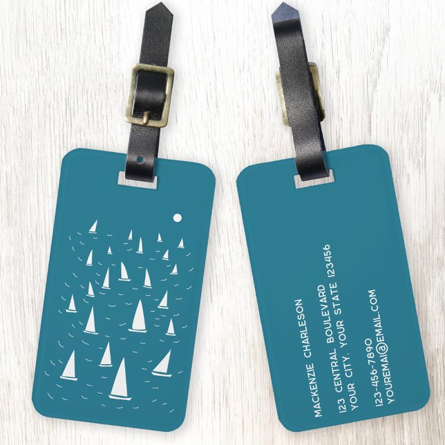 Sailing Boat Nautical Luggage Tag (Sailing boat  personalized luggage tag)