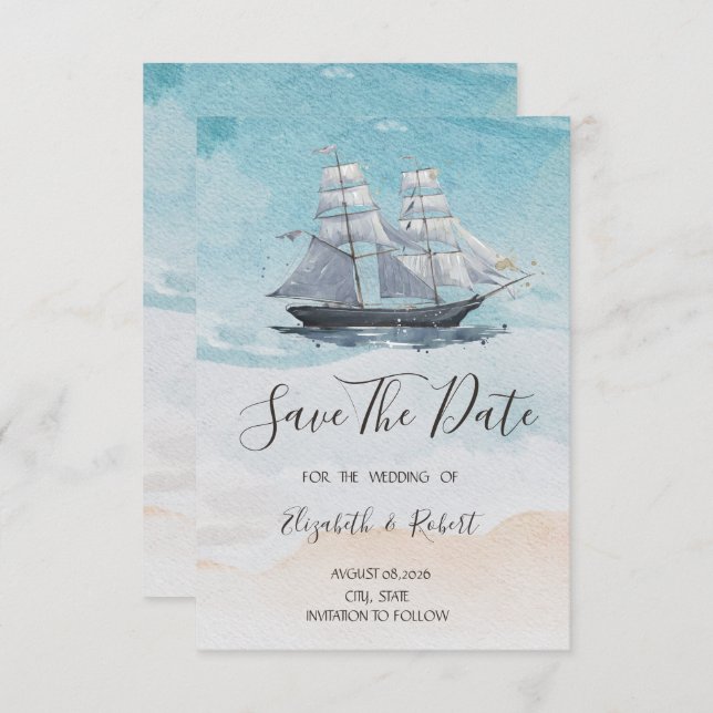 Sailing Boat Nautical Save The Date (Front/Back)