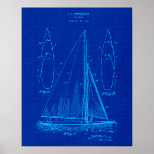 Sailing Boat no. 1 Patent Blueprint Poster