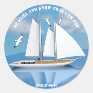 Sailing Boat on Calm Water Classic Round Sticker