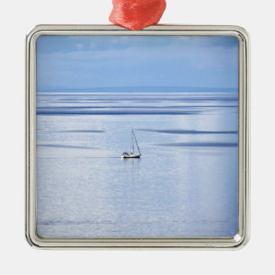 Sailing boat on sea, Nautical, blue water sky Metal Tree Decoration