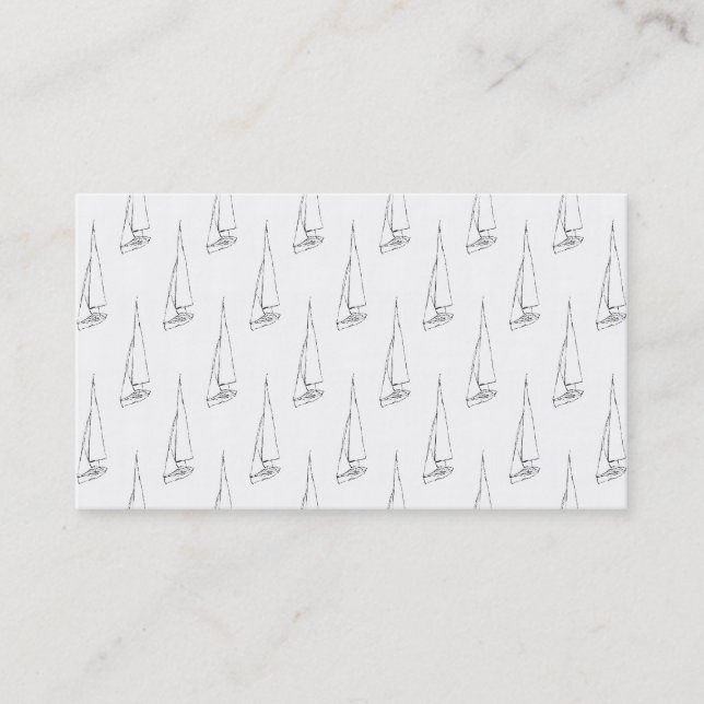 Sailing Boat Pattern. Black and White. Business Card (Front)