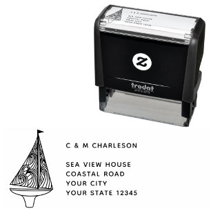Sailing Boat Personalised Address Self-inking Stamp
