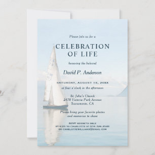 Sailing Boat Photo Funeral Celebration of Life Invitation