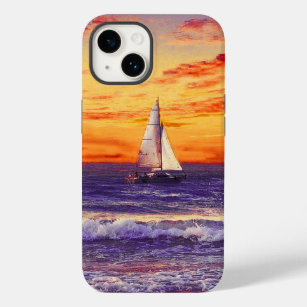 sailing boat sails in a calm to great sunset Case-Mate iPhone 14 case